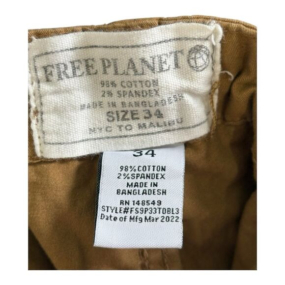 Free planet Tan men’s khaki shorts size 34 - Picture 3 of 3